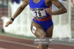 la sociétaire de Neuilly Plaisance Sports, Odiah Sidibe, remporte la finale du 60 m en 7 sec 18, le 13 février au stade couvert regional de Liévin, lors des Championnat de France d'athlétisme en salle.    (IMAGE ELECTRONIQUE) (Photo by Philippe HUGUEN / AFP)        (Photo credit should read PHILIPPE HUGUEN/AFP via Getty Images)